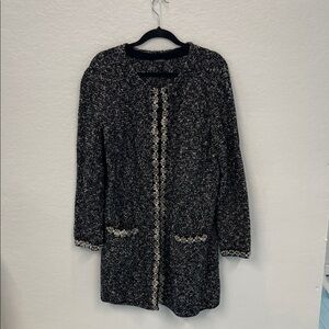 Talbots Chic Black and White Tweed Coat Sweater